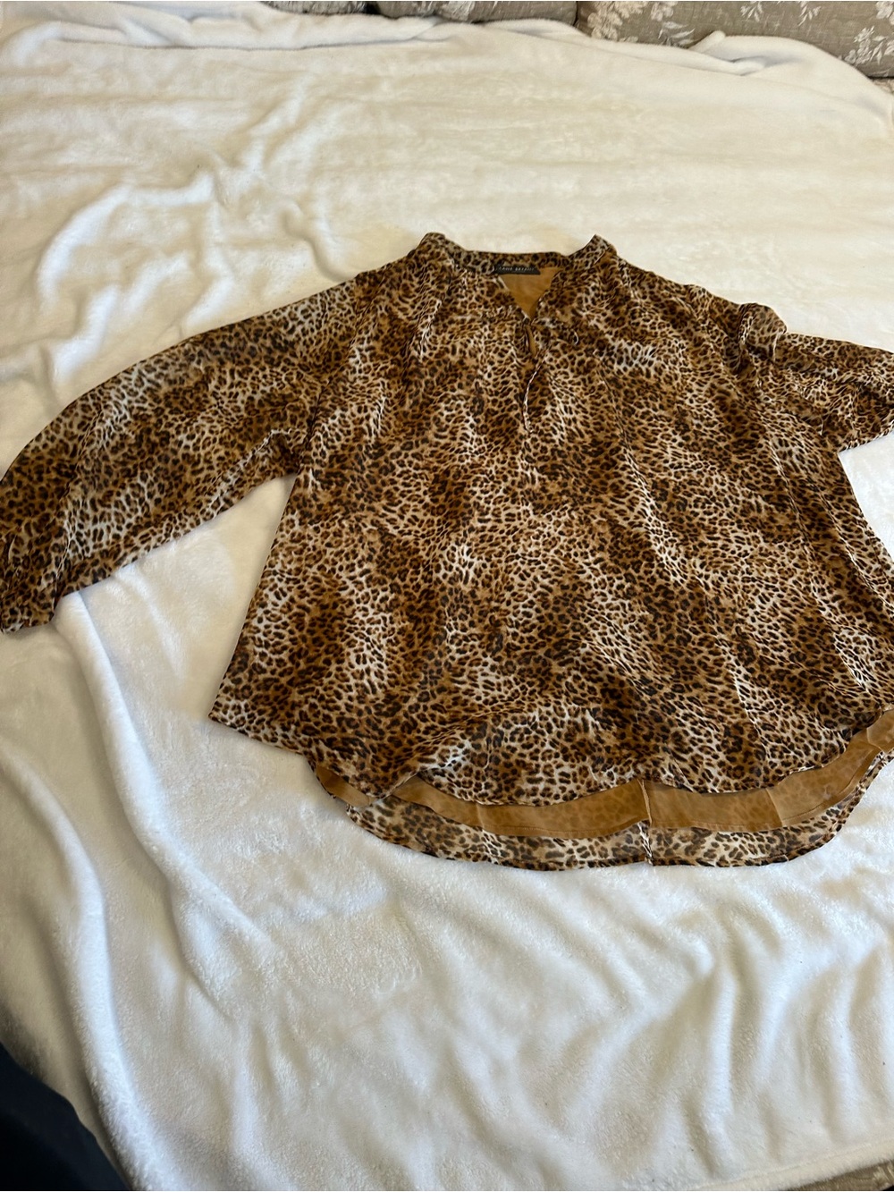Lane Bryant Leopard Print Long Sleeve Blouse - Brown/Tan